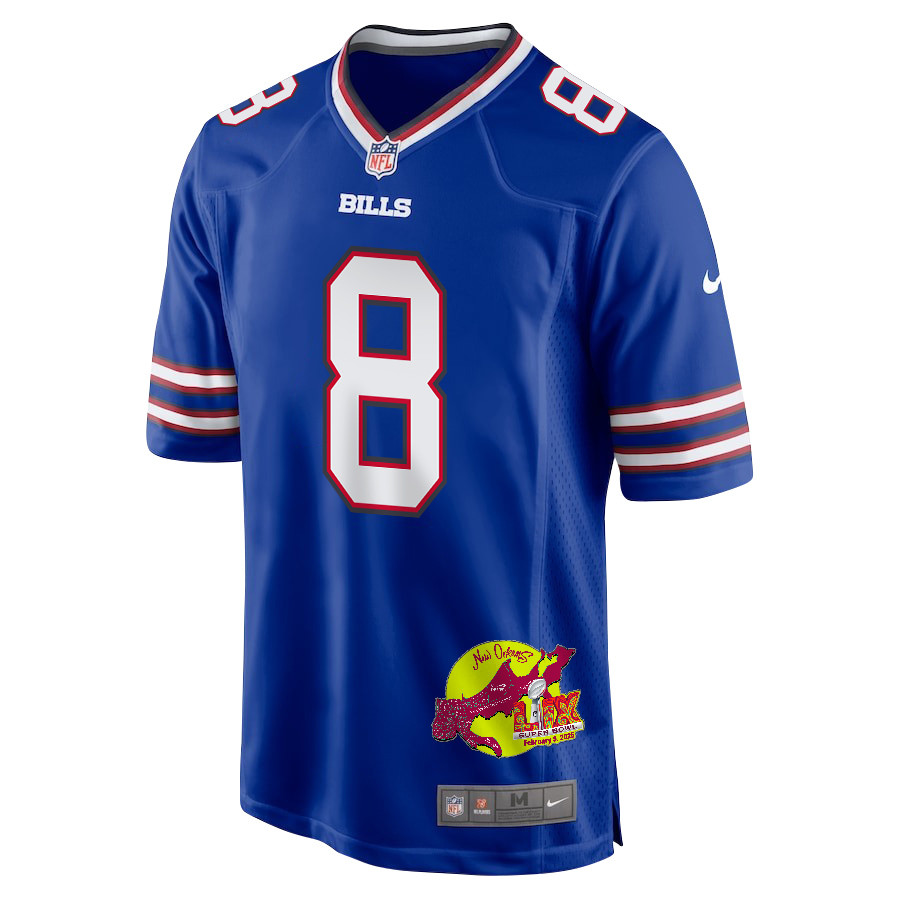 Sam Martin 8 Buffalo Bills Super Bowl LIX New Orleans Patch Game Royal NFL Jersey Men's