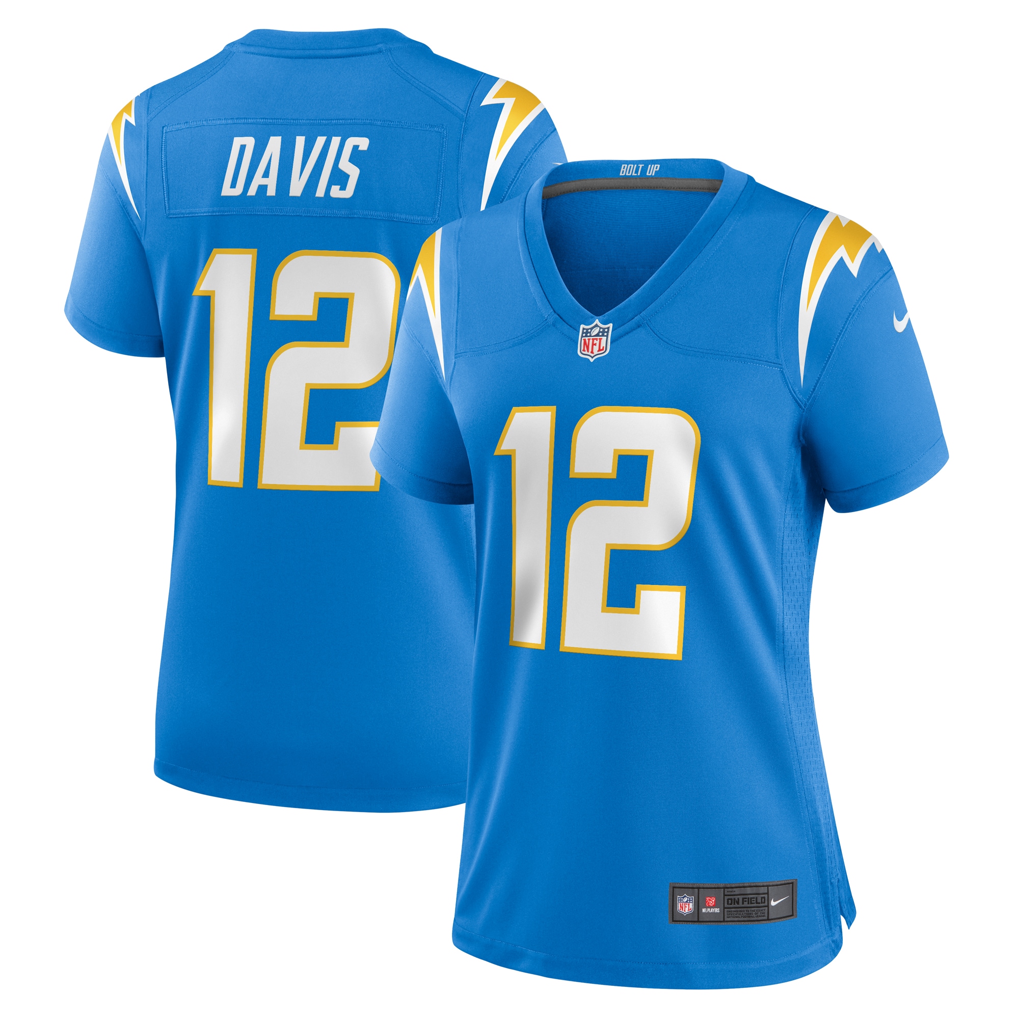 Los Angeles Chargers Derius Davis Powder Blue Team Game NFL Jersey Women's