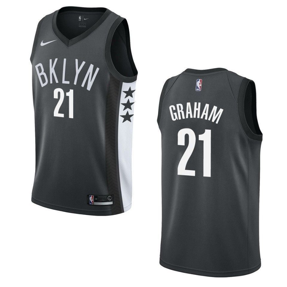 Brooklyn Nets 21 Treveon Graham Statement Swingman Black NBA Jersey Men's