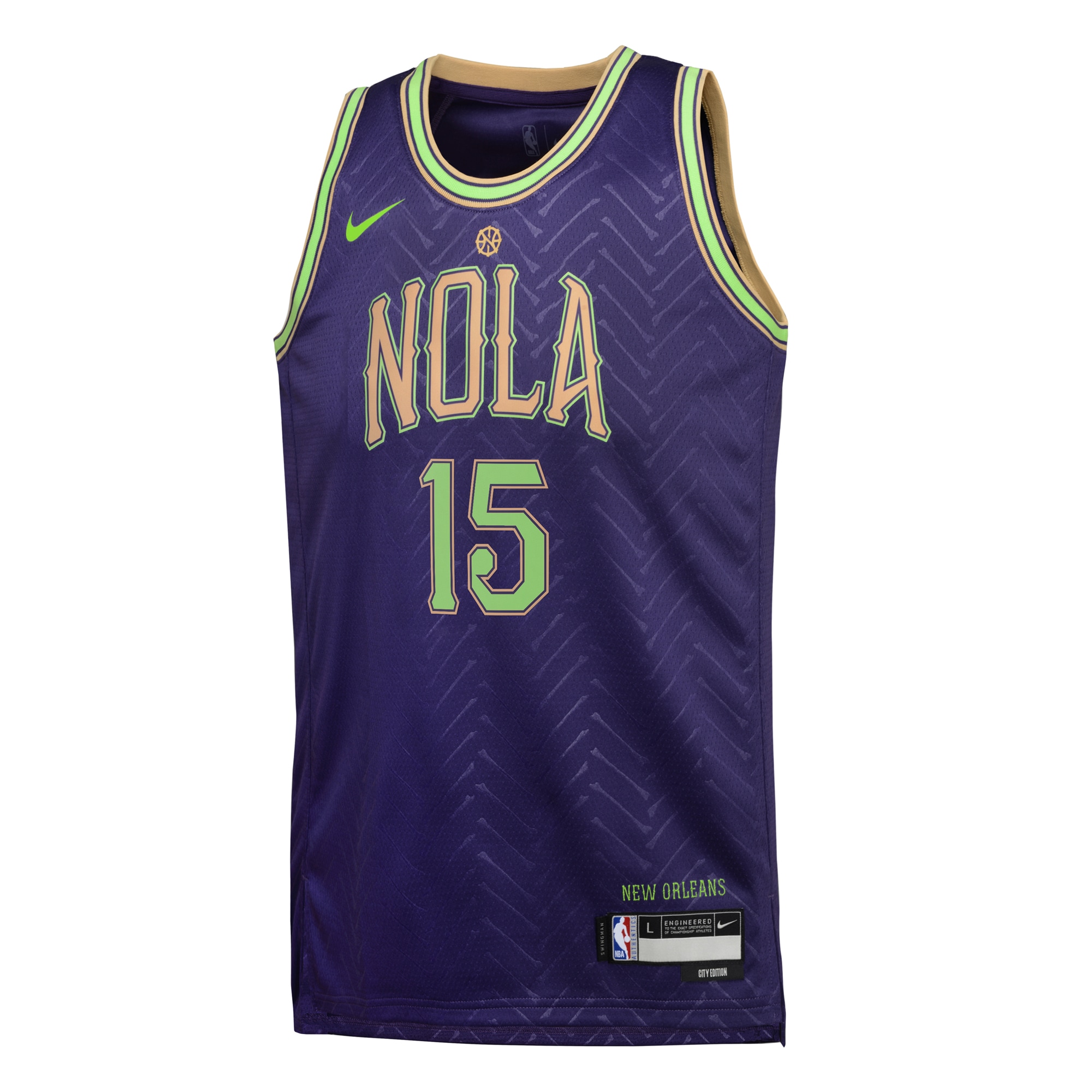 Camiseta City Edition Swingman de los New Orleans Pelicans 2024 Purpura Jose Alvarado Juvenil NBA Jersey Men's