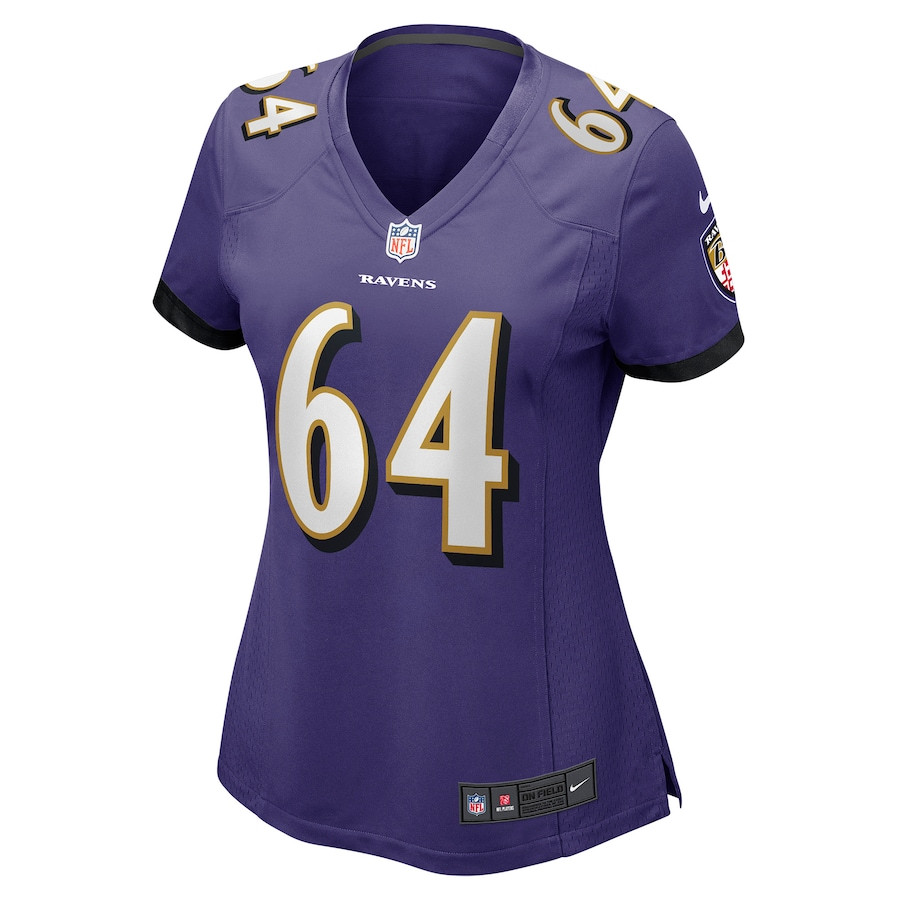 Tyler Linderbaum 64 Baltimore Ravens Game Purple NFL Jersey Women's