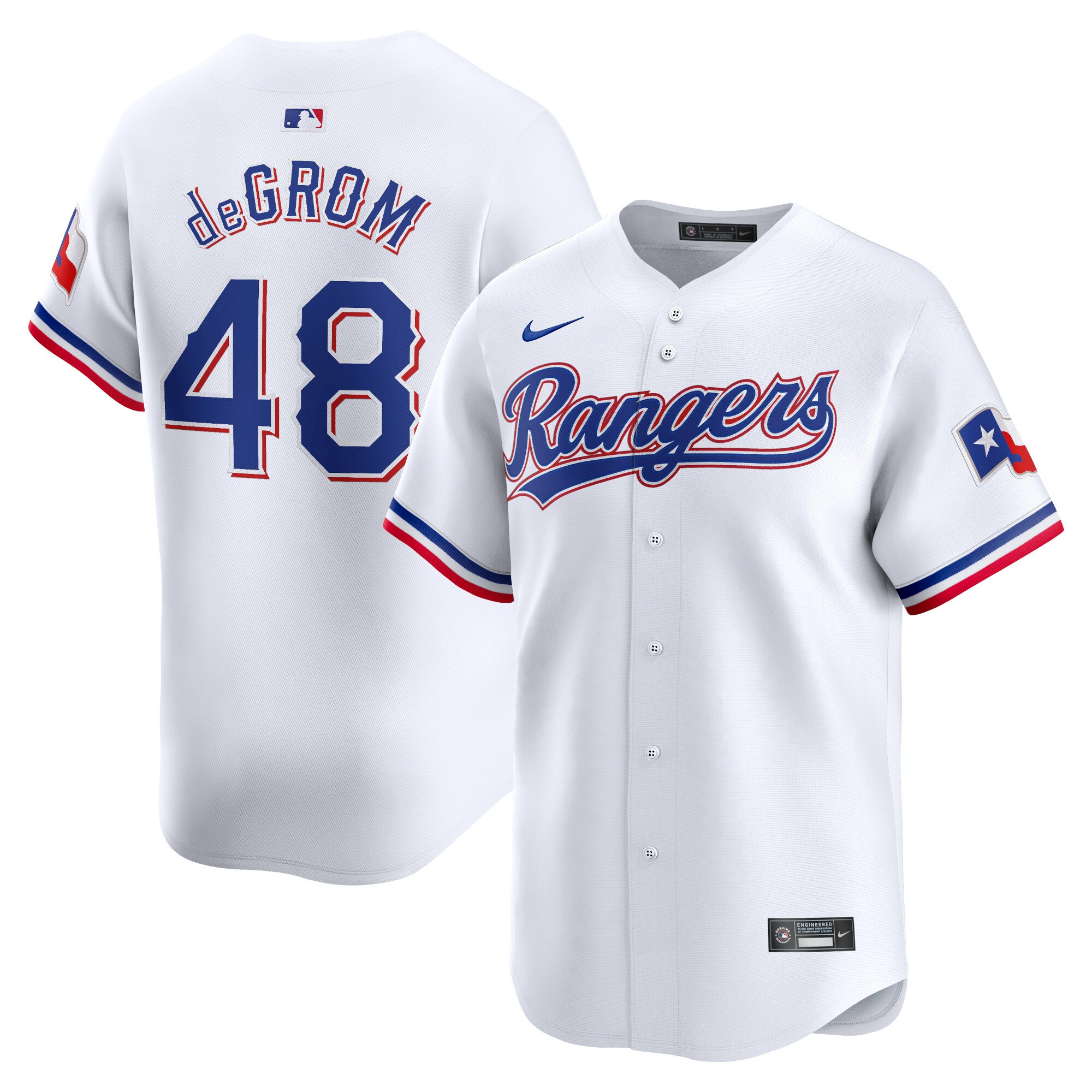 Texas Rangers Jacob deGrom White Home Limited Player MLB Jersey Men's