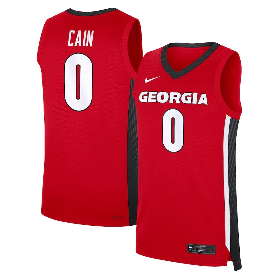 Blue Cain 0 Georgia Bulldogs NIL Player Red NCAA Jersey Men's