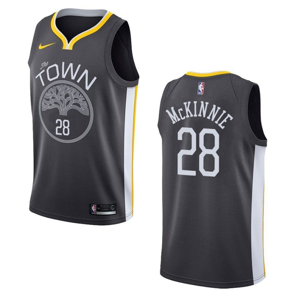 Golden State Warriors 28 Alfonzo Mckinnie Statement Swingman Black NBA Jersey Men's
