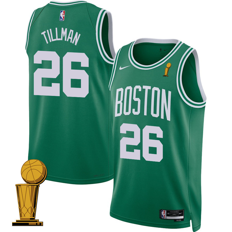 Xavier Tillman 26 Boston Celtics 2024 FINALS CHAMPIONS Icon Edition Kelly Green NBA Jersey Men's