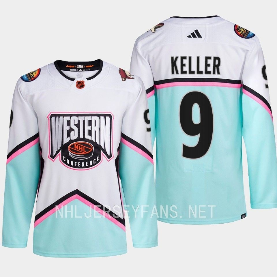 Clayton Keller 9 Arizona Coyotes 2023 All Star Game White Equipment NHL Jersey Men's