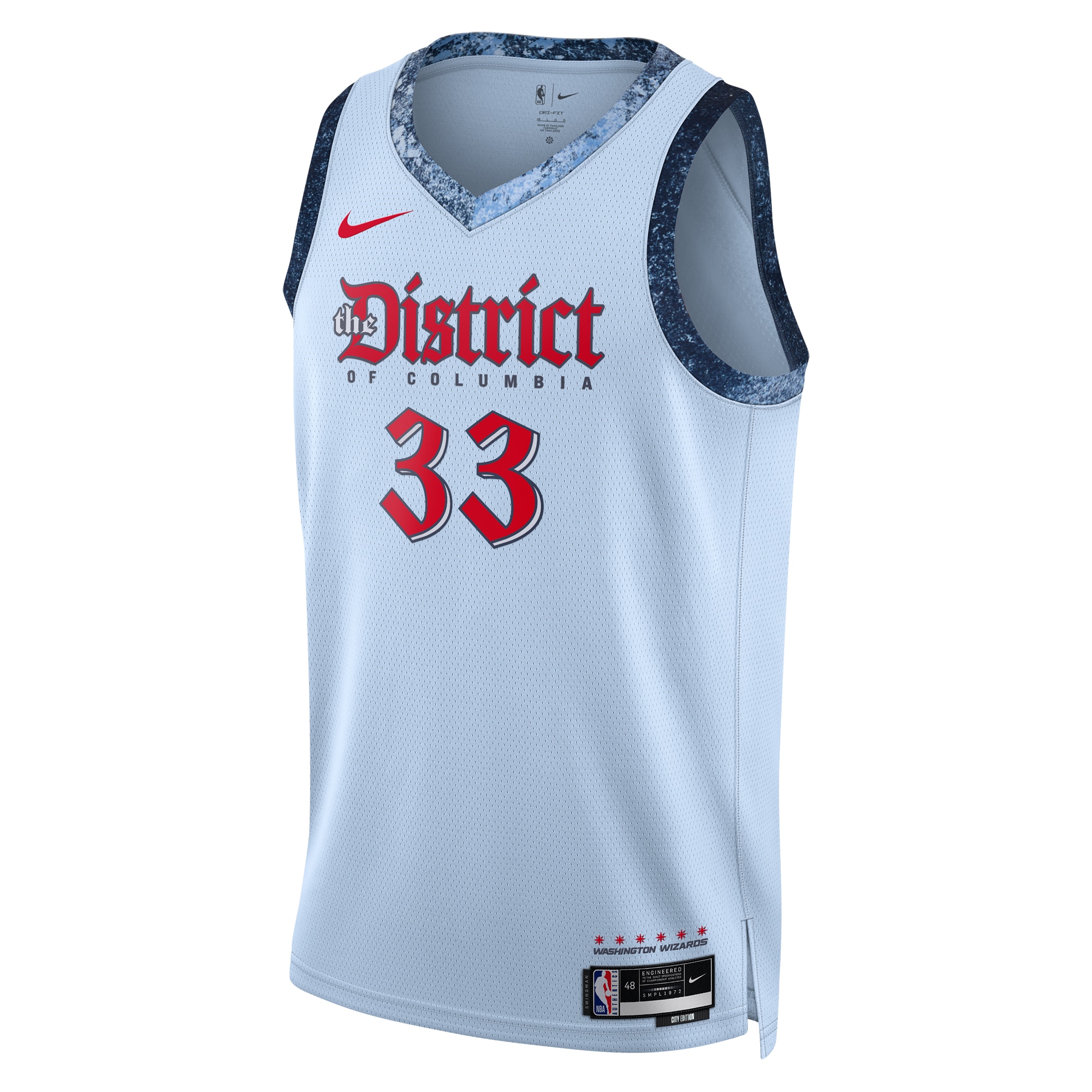 Camiseta City Edition Swingman de los Washington Wizards 2024 Azul Kyle Kuzm Unisex NBA Jersey Unisex