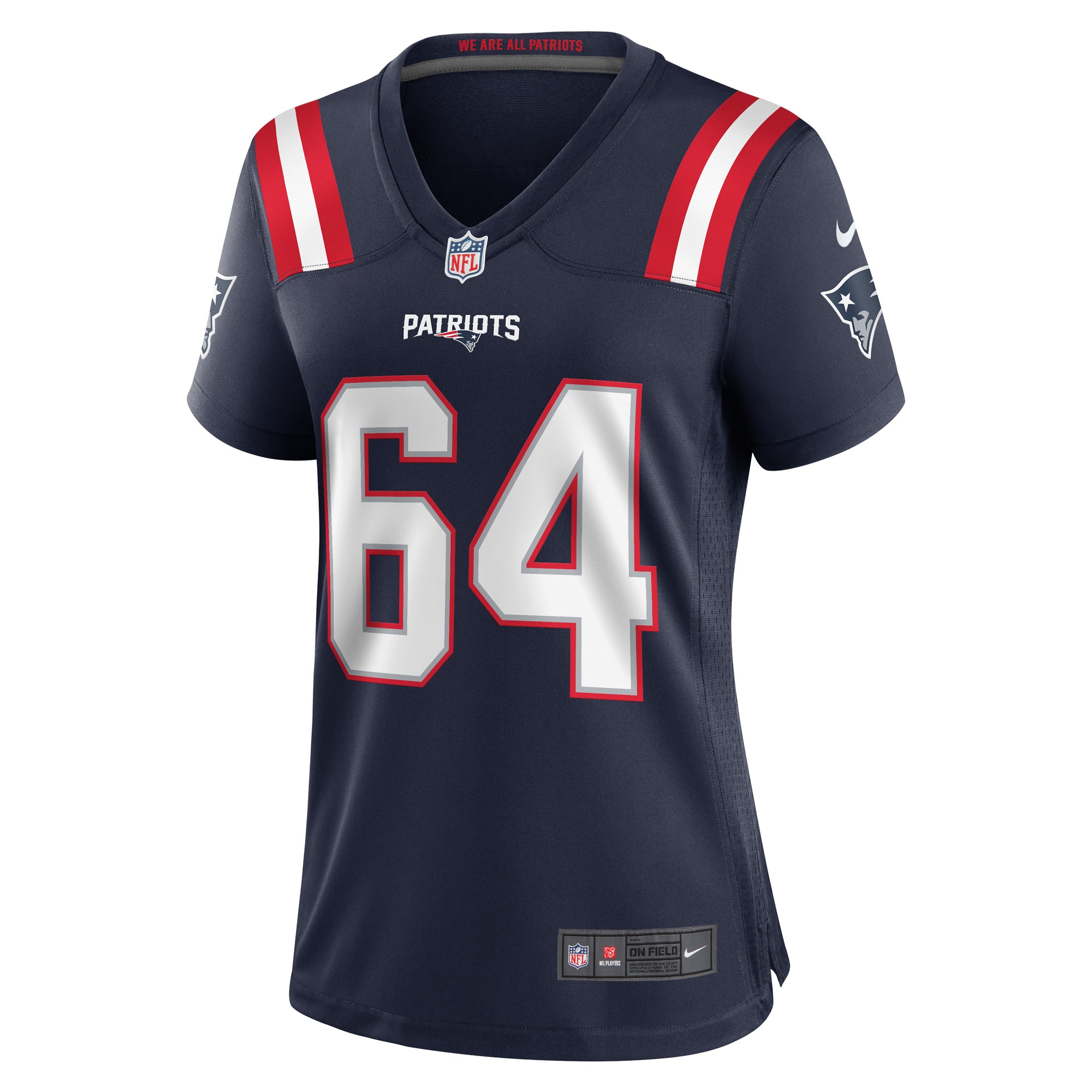 New England Patriots Andrew Stueber Navy Game Player NFL Jersey Women's