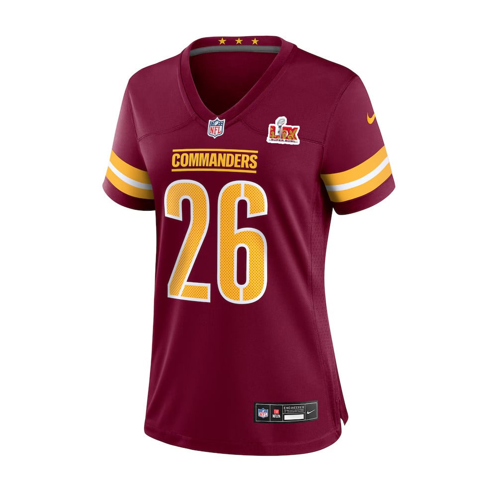 Jeremy McNichols #26 Washington Commanders Super Bowl LIX Burgundy NFL Jersey Women's