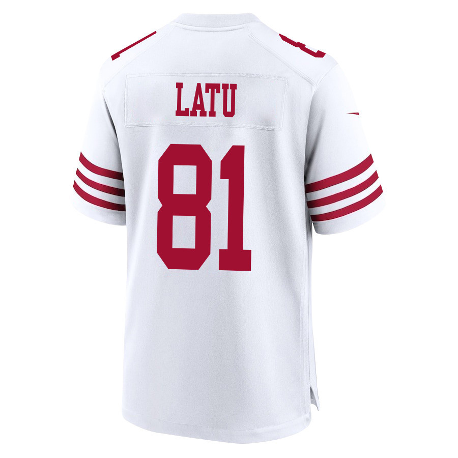 Cameron Latu 81 San Francisco 49ers NFC Champions Patch Game White NFL Jersey Men's