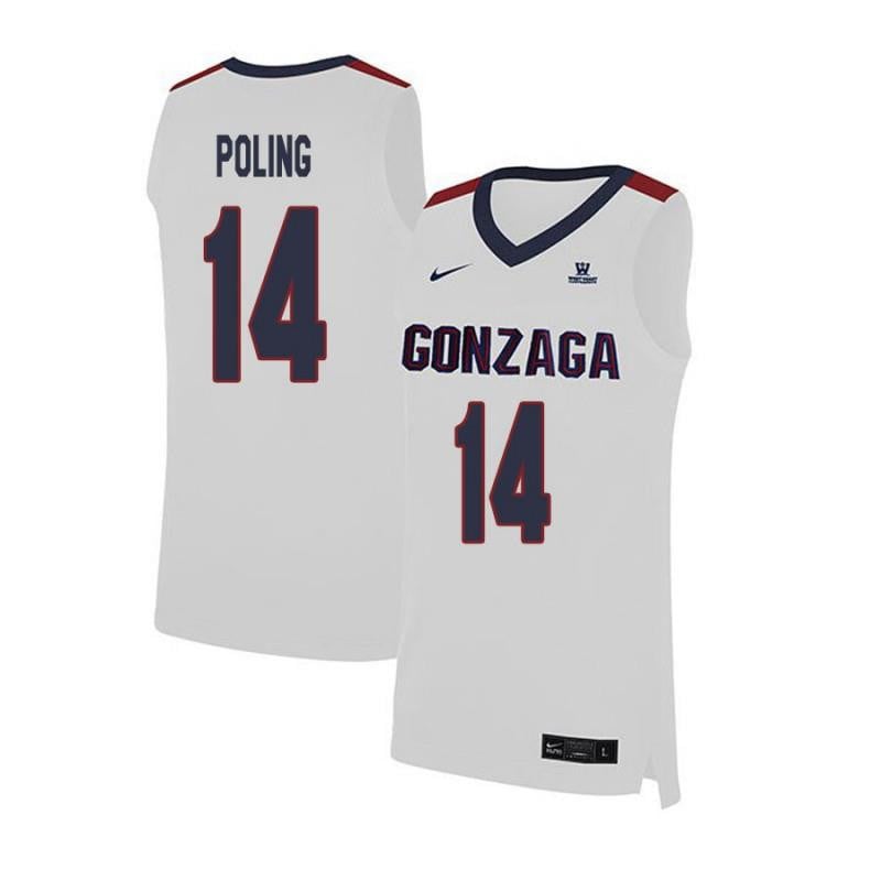 14 Andy Polin White Elite Gonzaga Bulldogs NCAA Jersey Men's