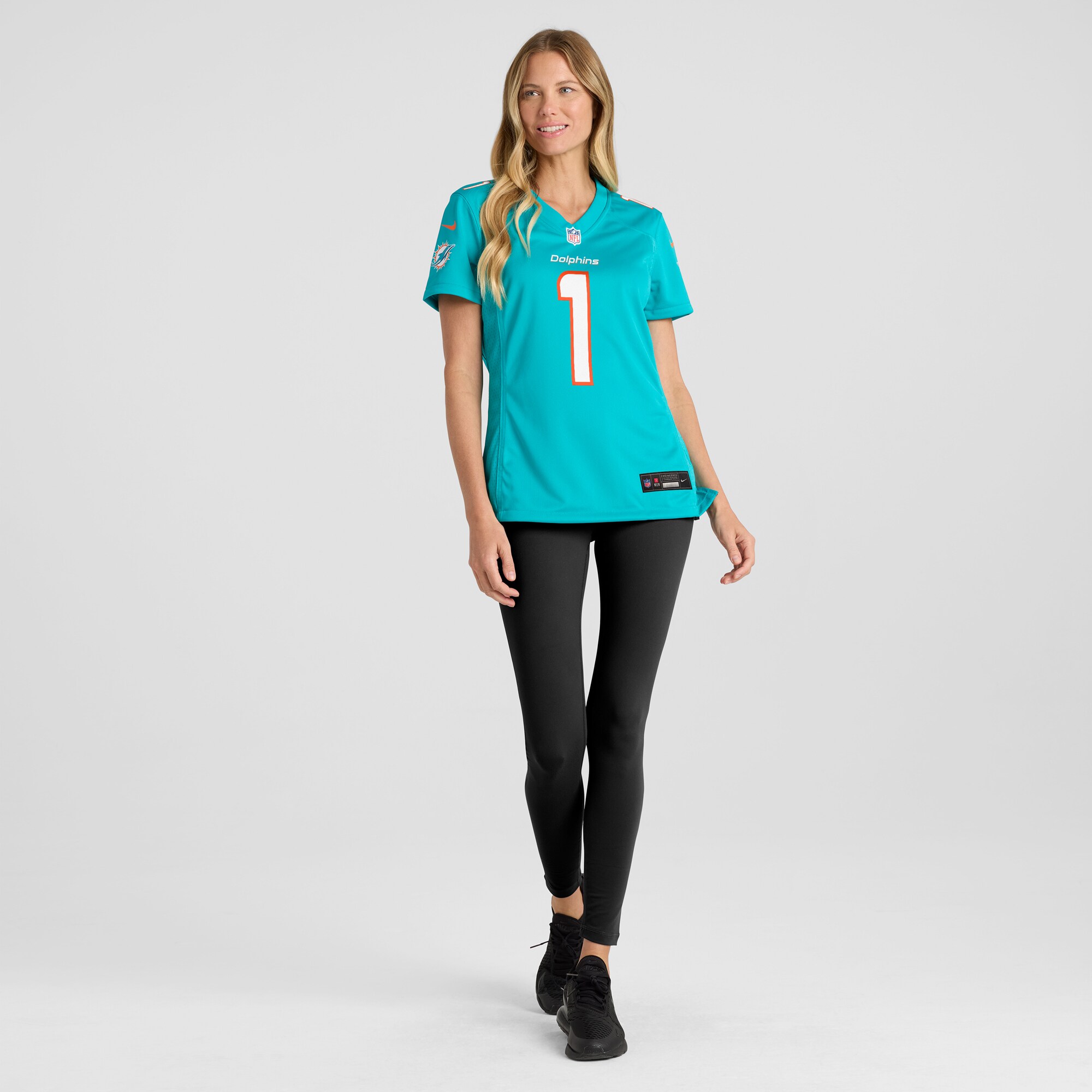 Miami Dolphins Number 1 Mom Aqua Game NFL Jersey Women's