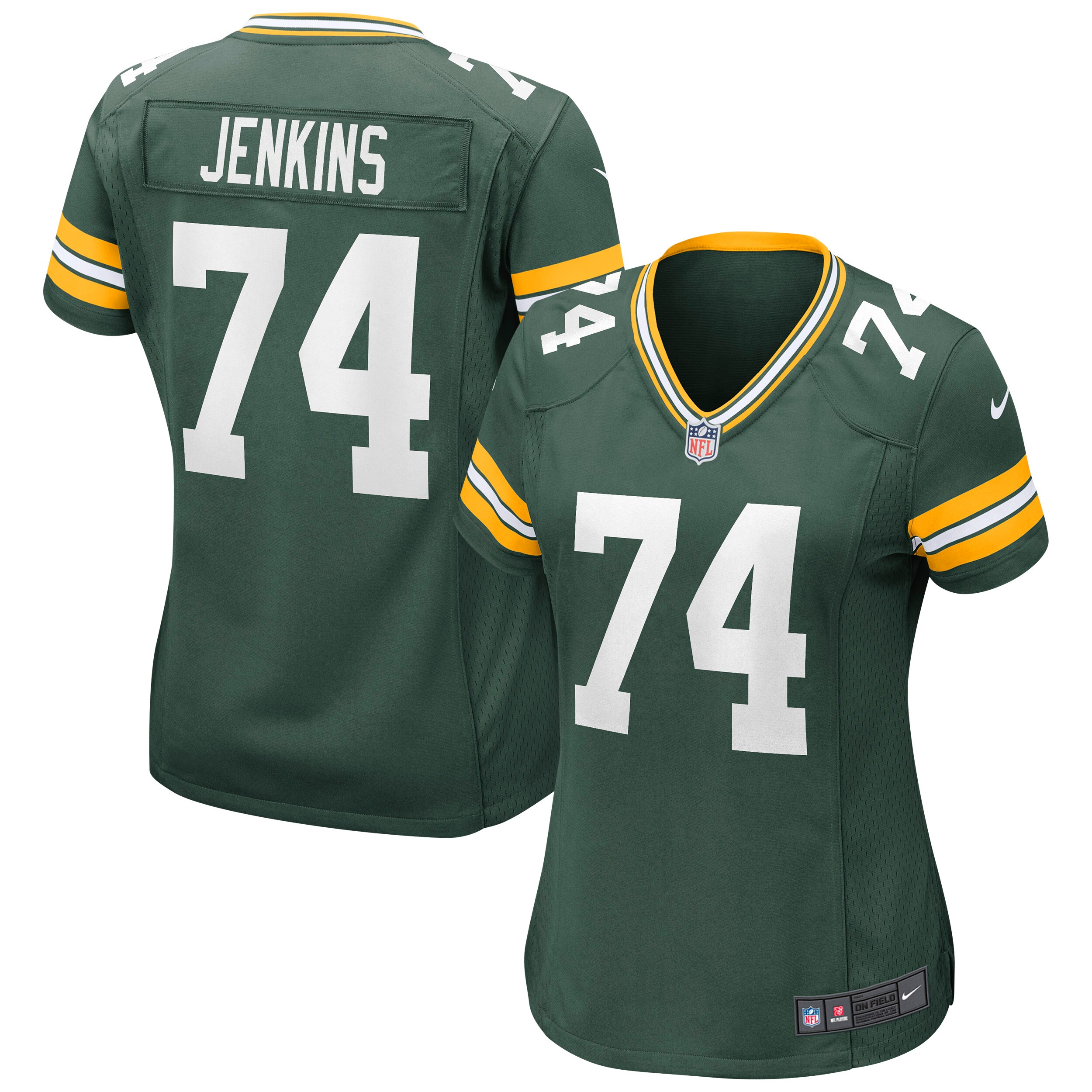 Green Bay Packers Elgton Jenkins Green Game NFL Jersey Women's