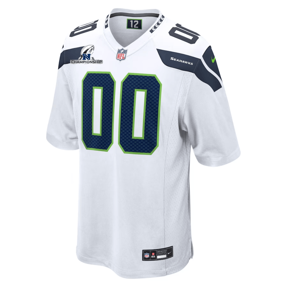 Seattle Seahawks AFC Championship Patch Game Custom White NFL Jersey Men's