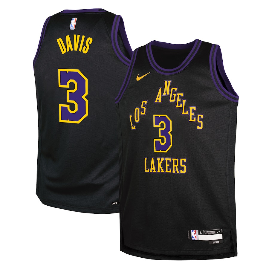 Anthony Davis 3 Los Angeles Lakers 2023/24 City Edition Swingma Black NBA Jersey Youth
