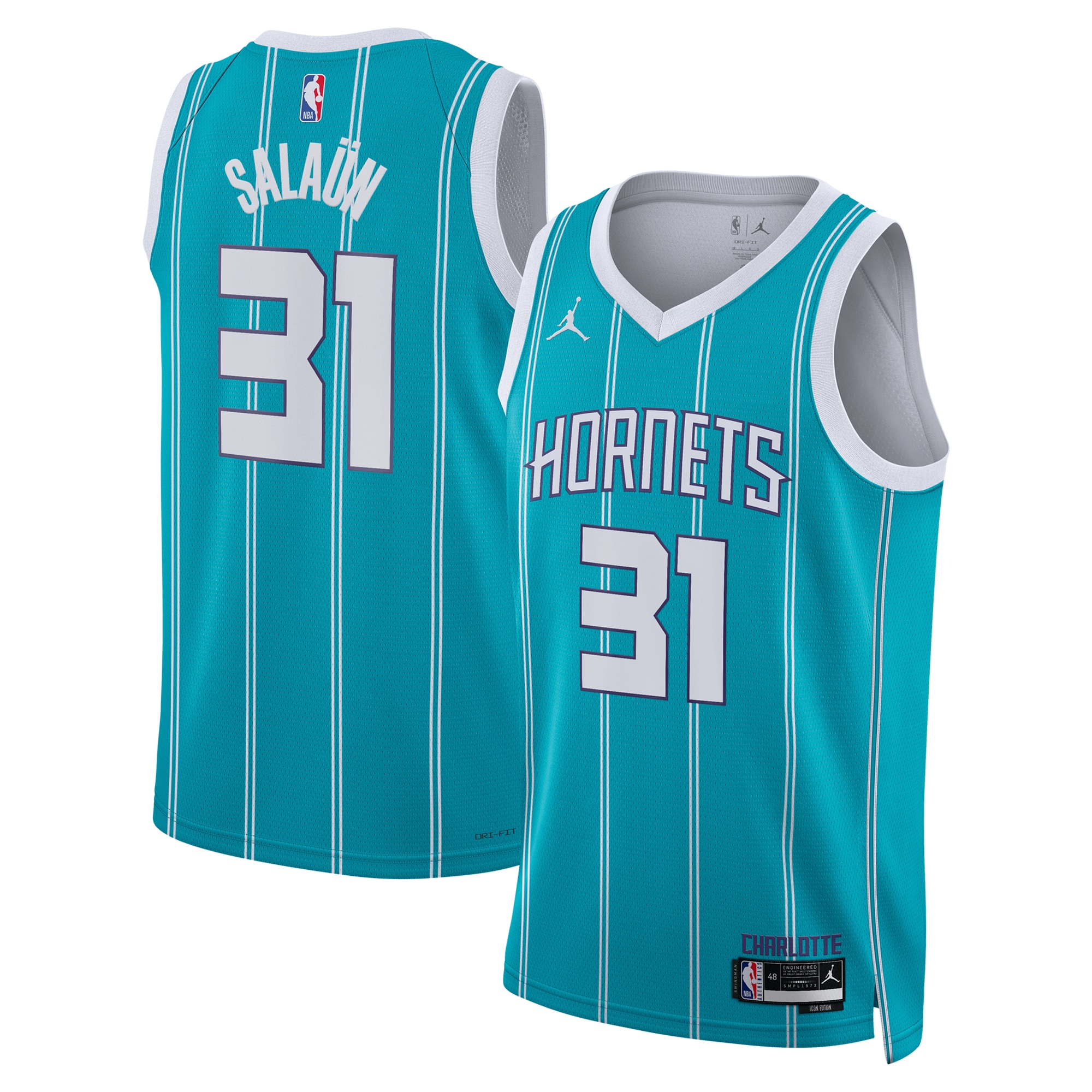 Charlotte Hornets Jordan Brand Icon Edition Swingman Teal Tidjan Unisex NBA Jersey Unisex