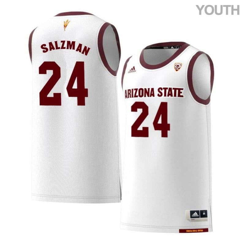 24 Jordan Salzma White Retro Arizona State Sun Devils NCAA Jersey Youth