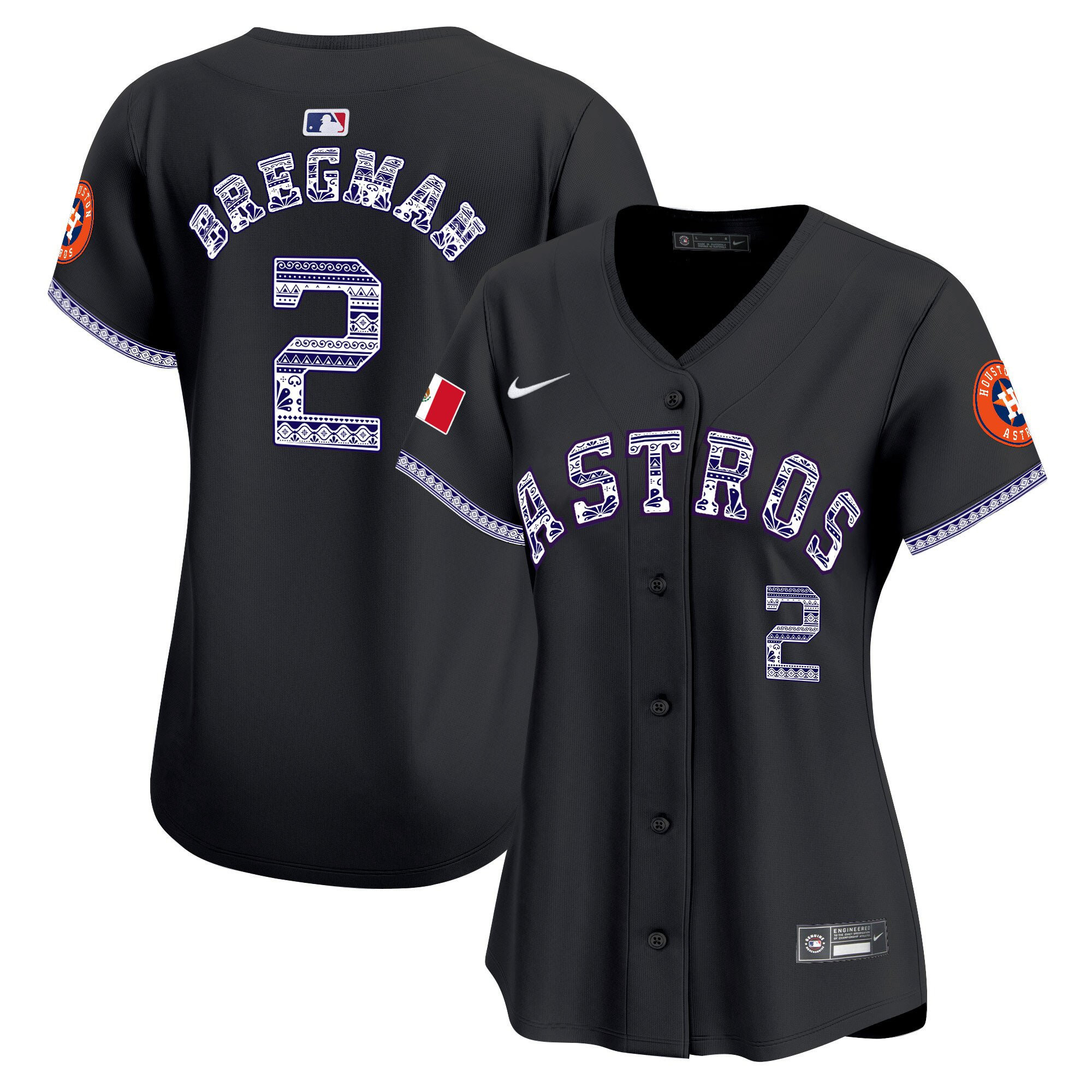 Alex Bregman 2 Houston Astros Mexico Black MLB Jersey Women's