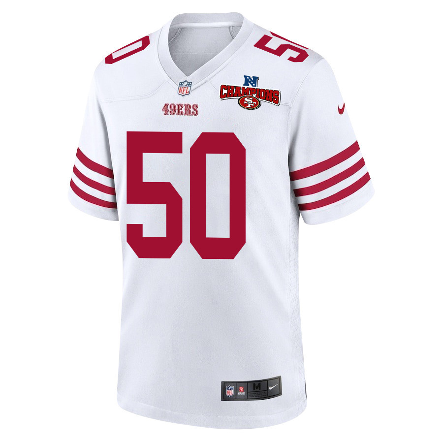 Jalen Graham 50 San Francisco 49ers NFC Champions Patch Game White NFL Jersey Men's
