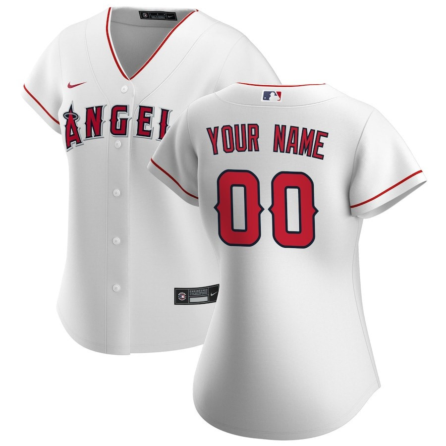 Los Angeles Angels Home Custom White MLB Jersey Women's