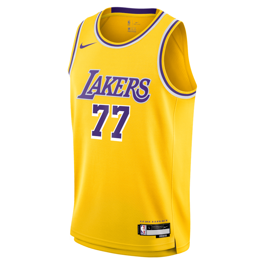 Luka Doncic 77 Los Angeles Lakers Unisex Swingman Icon Edition Gold NBA Jersey Unisex