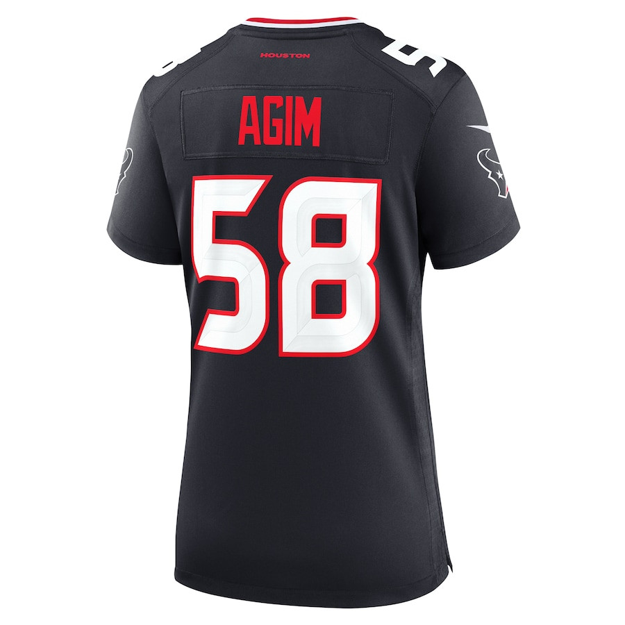 McTelvin Agim 58 Houston Texans Team Game Navy NFL Jersey Women's