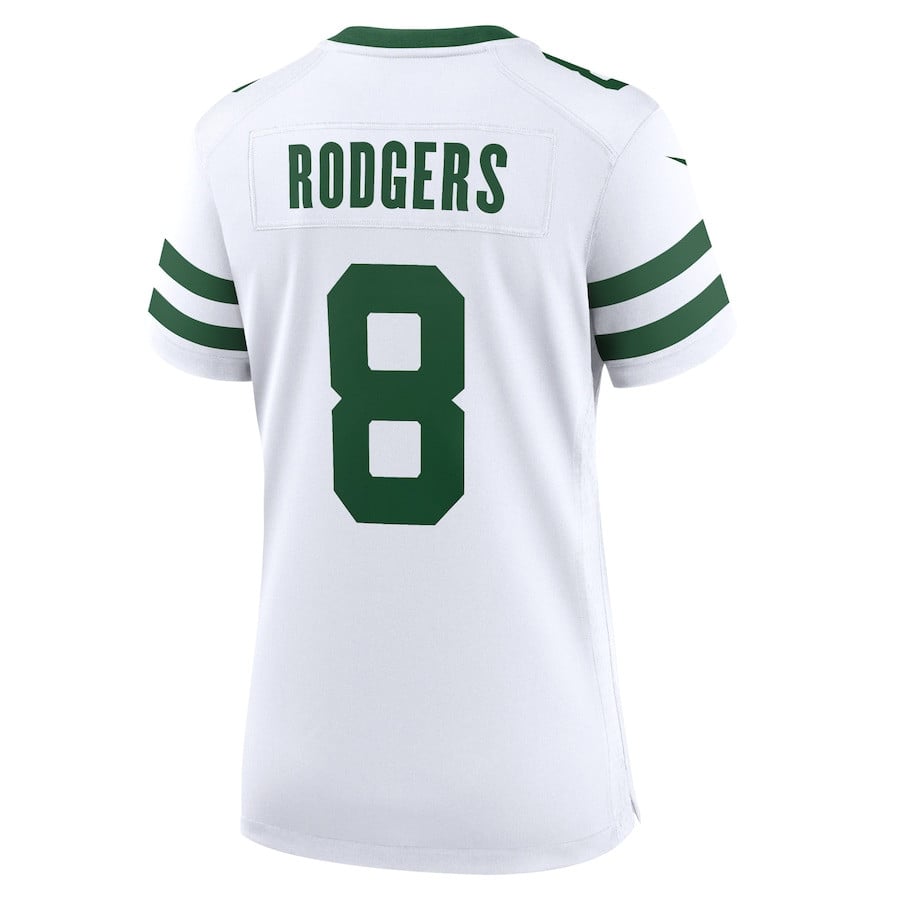 Aaron Rodgers 8 New York Jets Game Legacy White NFL Jersey Women's