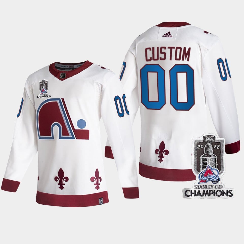 2022 Stanley Cup Champs Custom 00 Colorado Avalanche White Reverse Retro NHL Jersey Men's