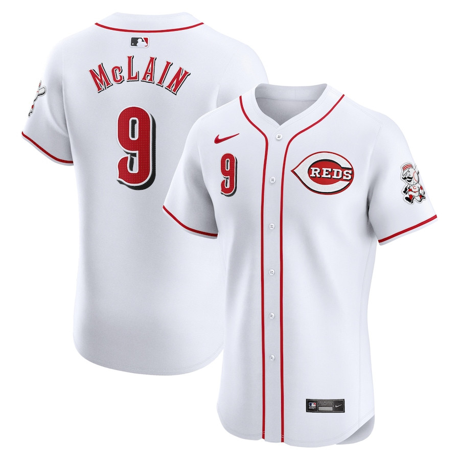 Matt McLain 9 Cincinnati Reds Home Elite Player White MLB Jersey Men's