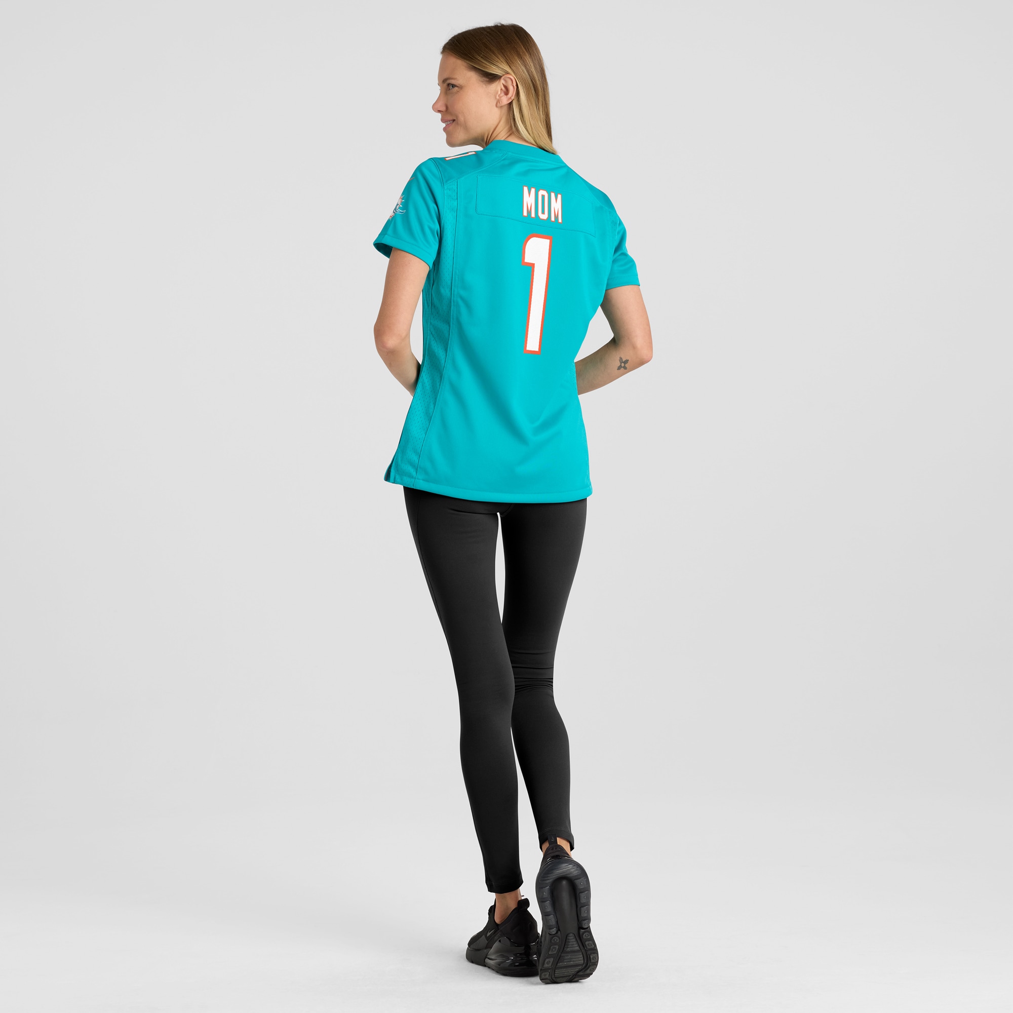 Miami Dolphins Number 1 Mom Aqua Game NFL Jersey Women's