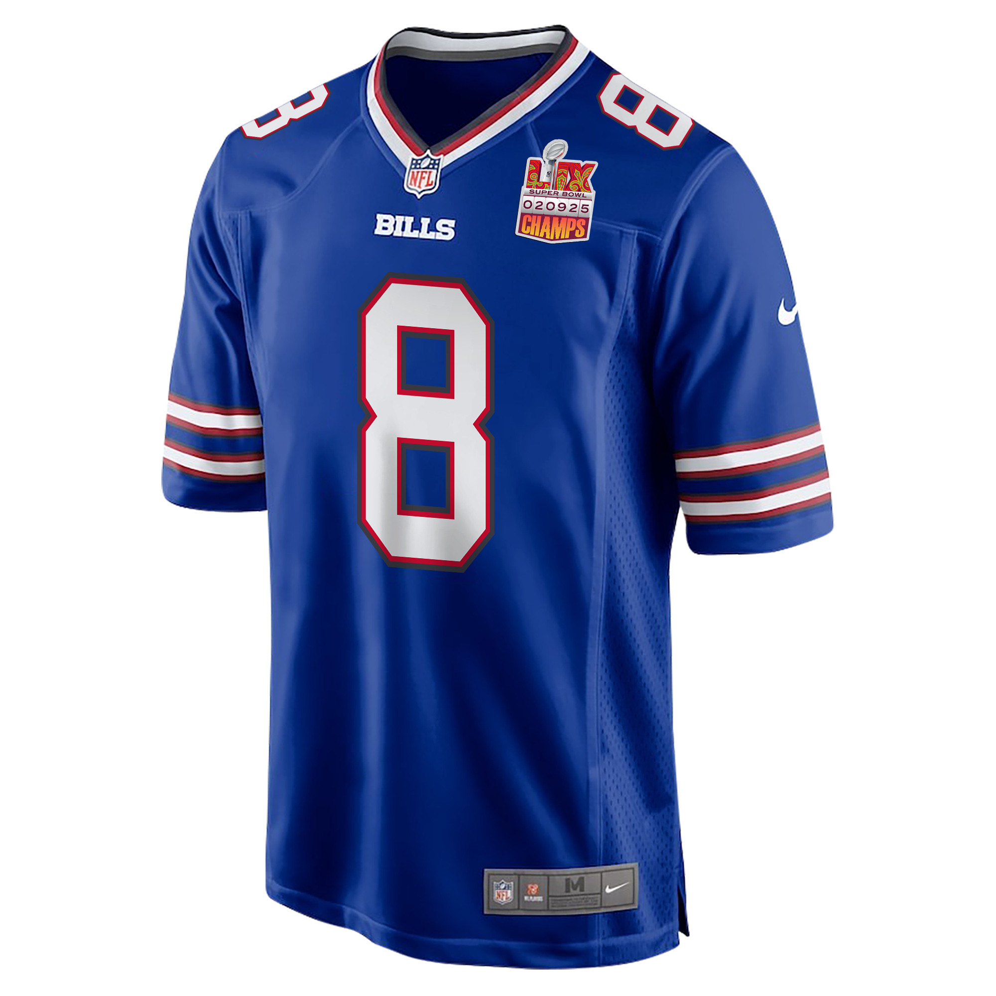 Sam Martin 8 Buffalo Bills Super Bowl LIX Champions Patch Game Royal NFL Jersey Men's