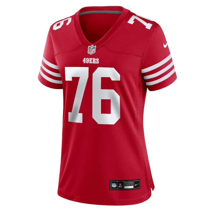 Jaylon Moore 76 San Francisco 49ers Game Scarlet NFL Jersey Women's