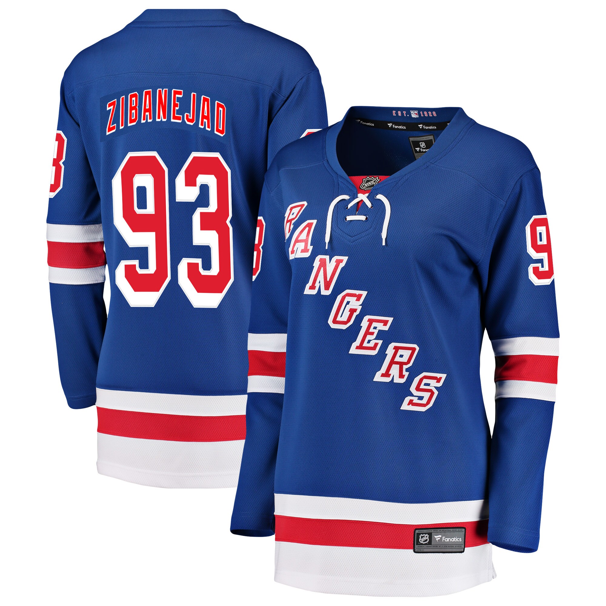 New York Rangers Mika Zibanejad Blue Breakaway Player NHL Jersey Women's