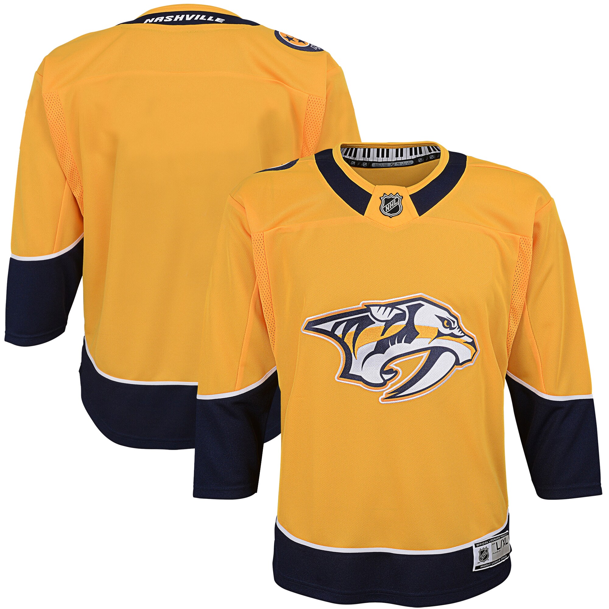 Nashville Predators Yellow Home Premier Blank NHL Jersey Youth