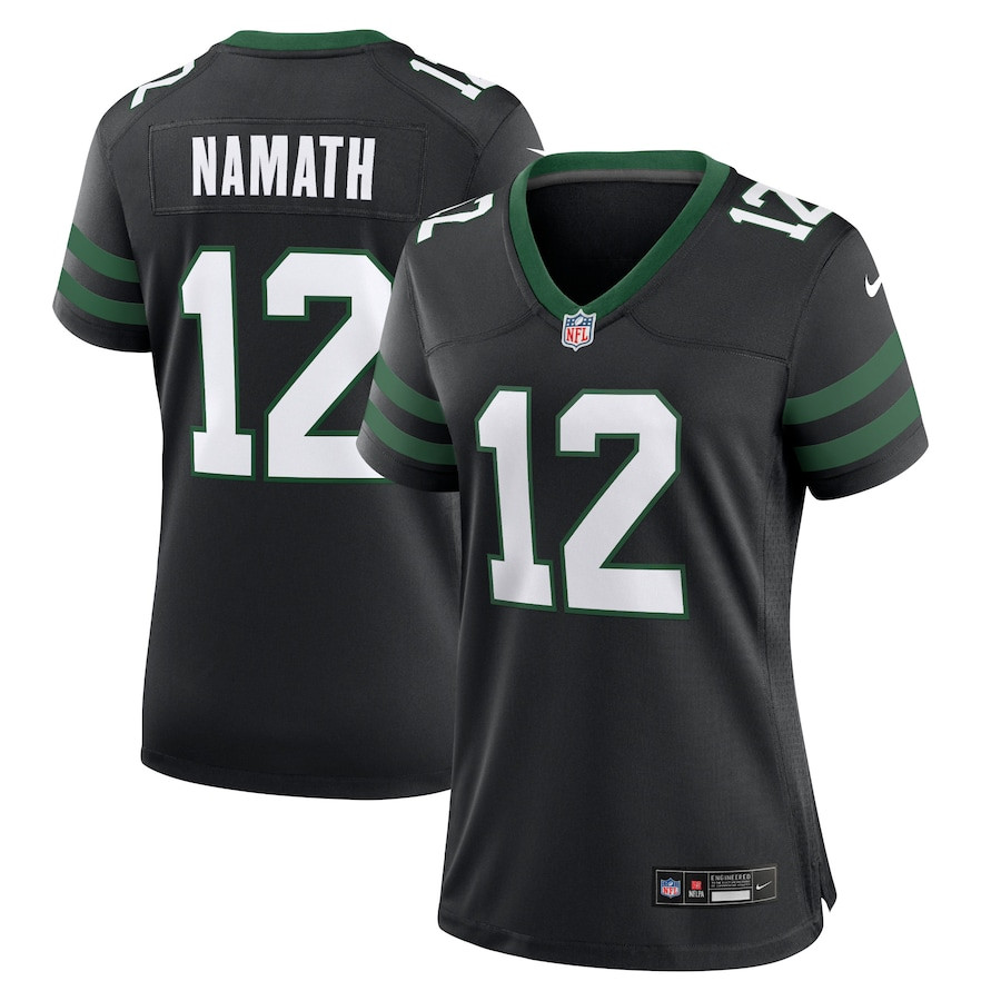 Joe Namath 12 New York Jets Alternate Game Legacy Black NFL Jersey Women's
