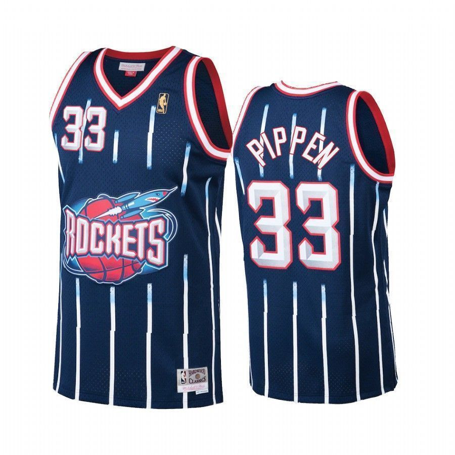 Scottie Pippen Houston Rockets Navy Hardwood Classics 1998 NBA Jersey Men's