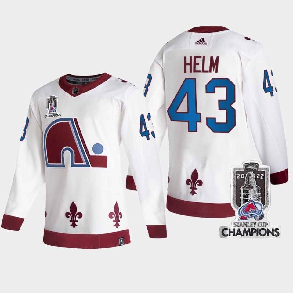 2022 Stanley Cup Champs Darren Helm 43 Colorado Avalanche White Reverse Retro NHL Jersey Men's