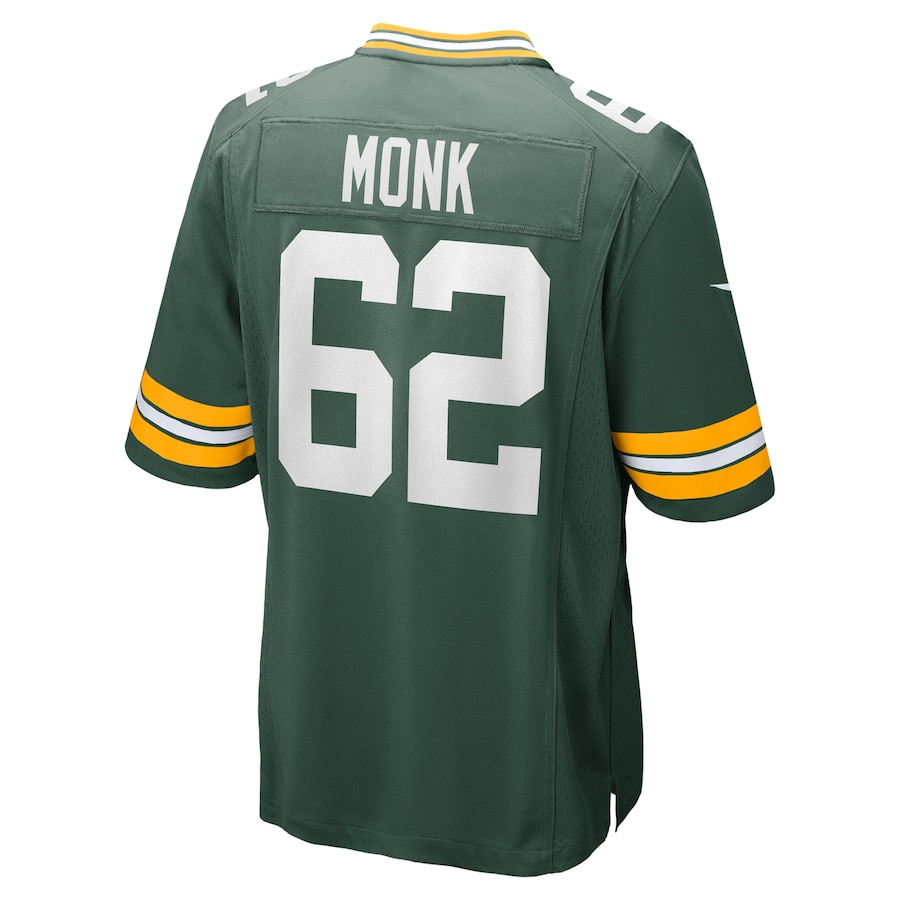 Jacob Monk 62 Green Bay Packers Game Green NFL Jersey Men's