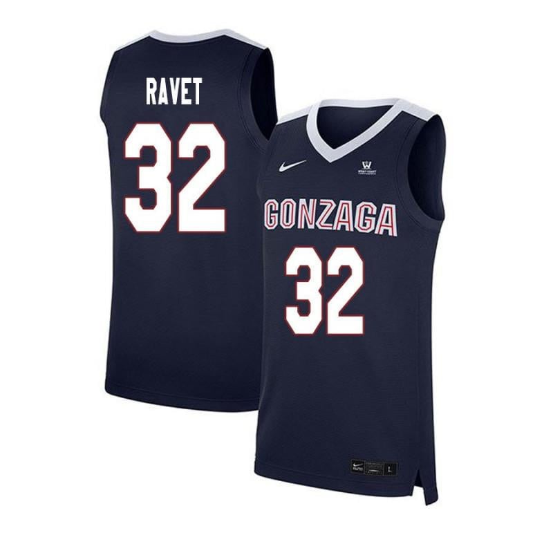 32 Brock Ravet Navy Elite Gonzaga Bulldogs NCAA Jersey Men's