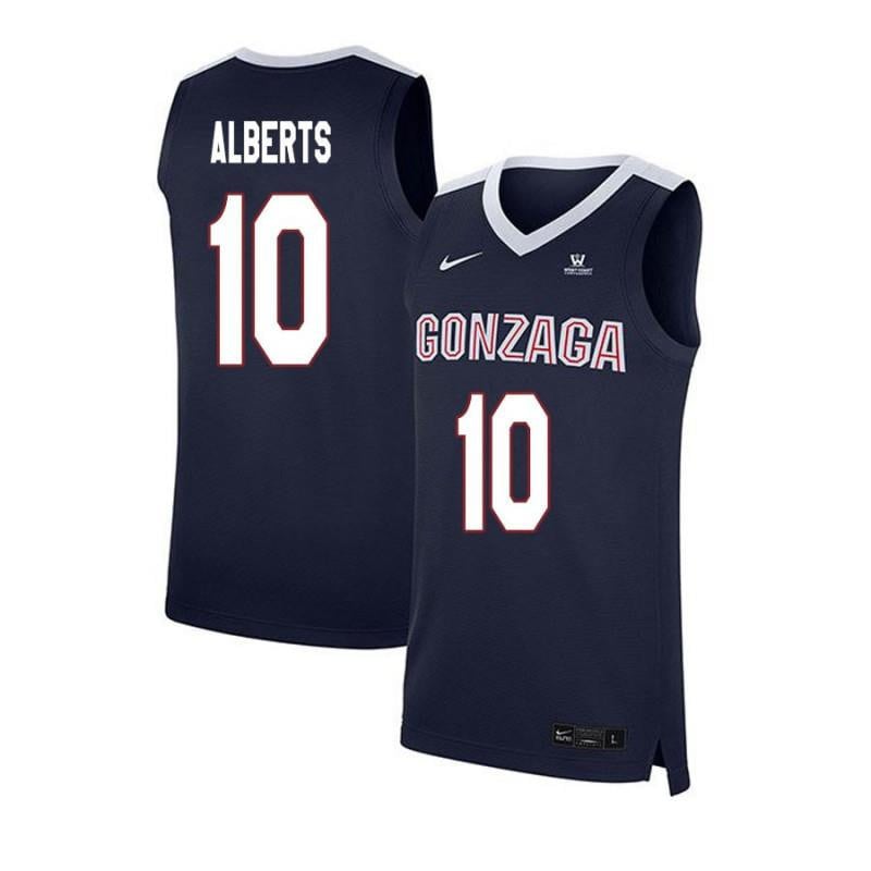10 Bryan Alberts Navy Elite Gonzaga Bulldogs NCAA Jersey Men's