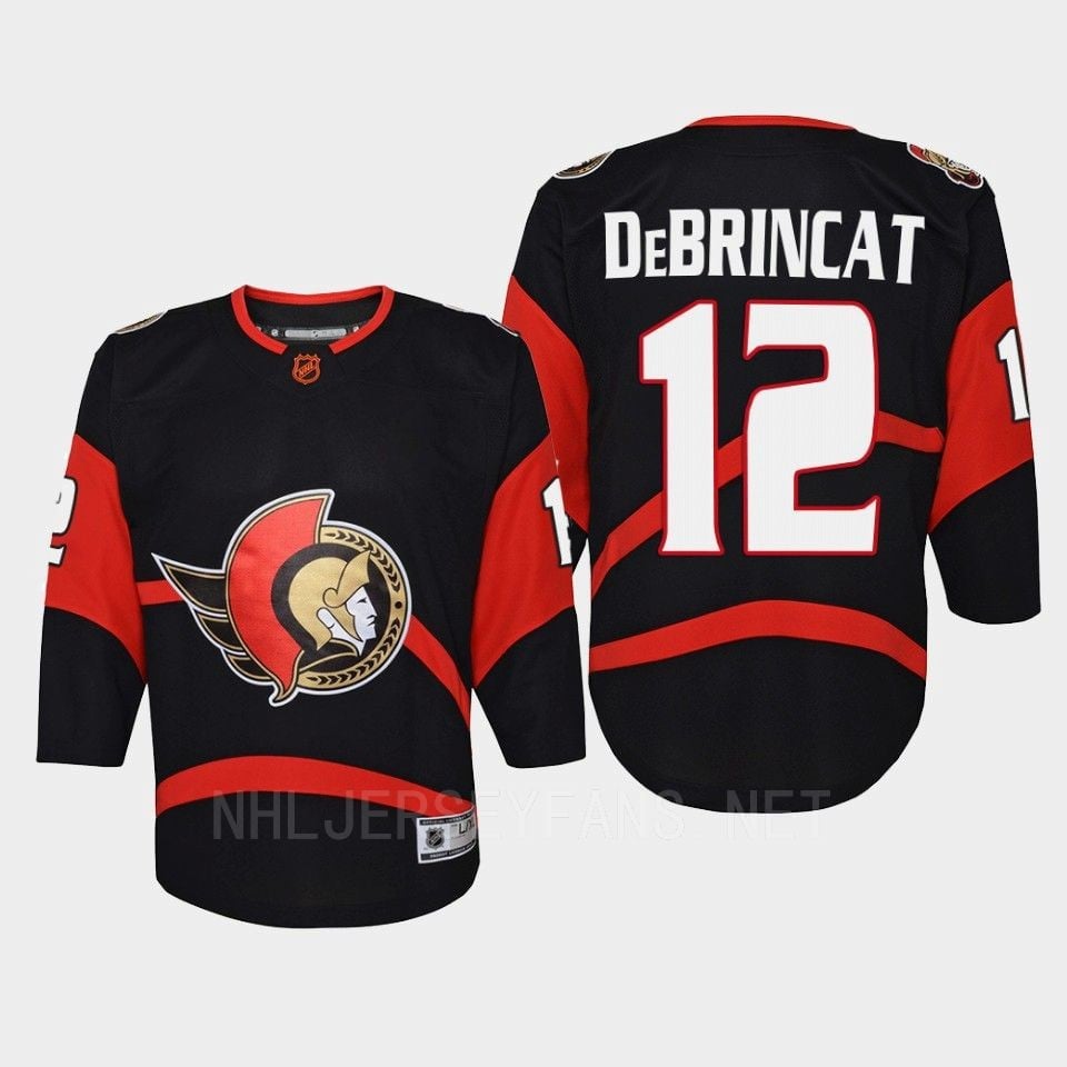 Ottawa Senators 12 Alex DeBrincat Reverse Retro Black Equipment, NHL Jersey Youth