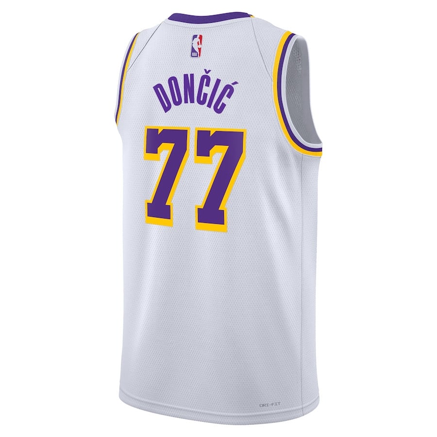 Luka Doncic 77 Los Angeles Lakers Association Edition Swingman White NBA Jersey Men's