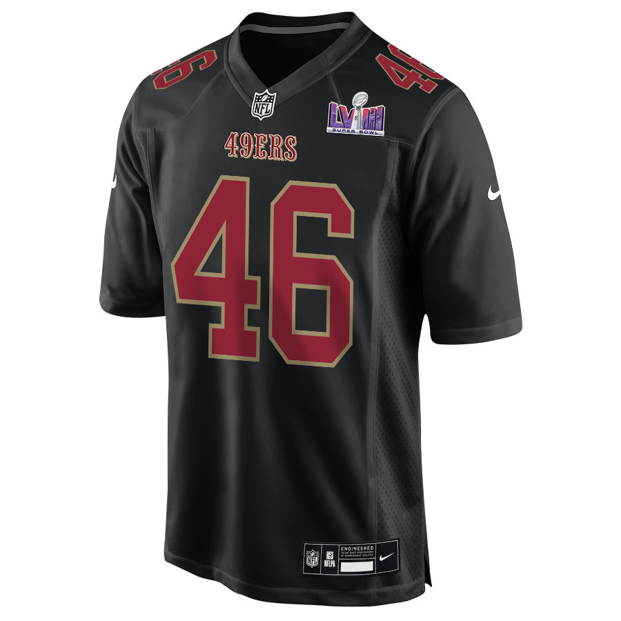 Taybor Pepper 46 San Francisco 49ers Super Bowl LVIII Patch Fashion Game Carbon Black NFL Jersey Men's