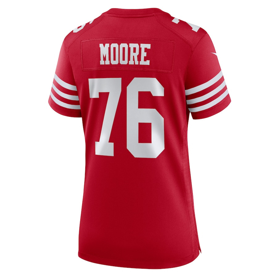 Jaylon Moore 76 San Francisco 49ers Game Scarlet NFL Jersey Women's