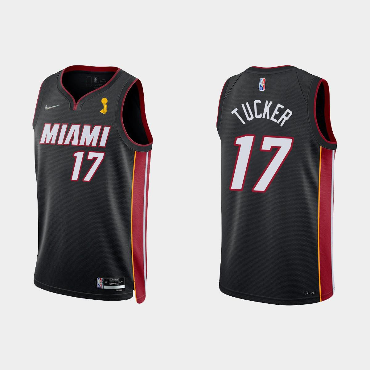 Miami Heat P.J. Tucker 17 Champions Cup Diamond Black Icon NBA Jersey Men's