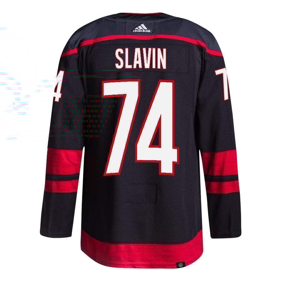 Jaccob Slavin 74 Carolina Hurricanes 2024 Playoffs Patch Home Black NHL Jersey Men's