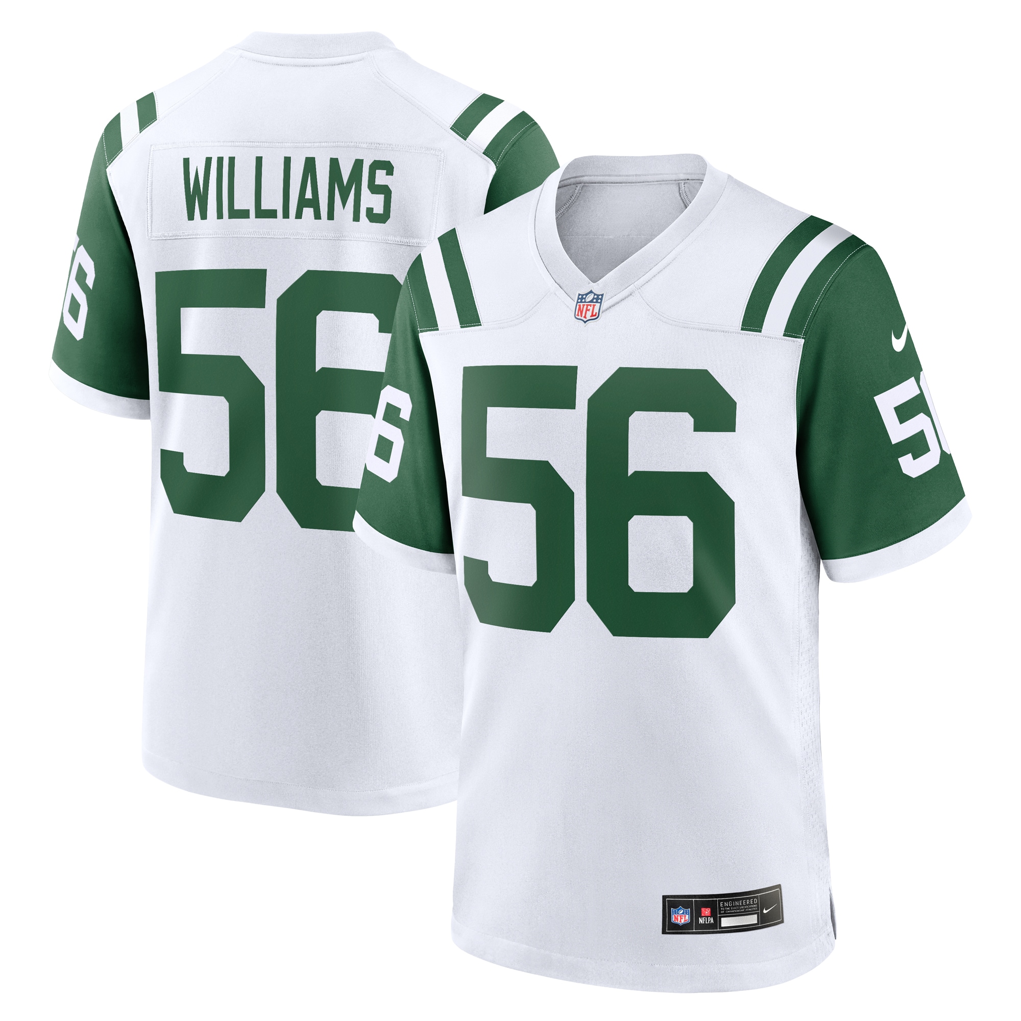 New York Jets Quincy Williams White Alternate Game NFL Jersey Men's