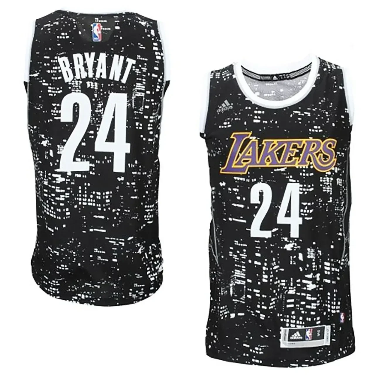 Los Angeles Lakers 24 Kobe Bryant Black City Lights Fashion Swingman NBA Jersey Men's