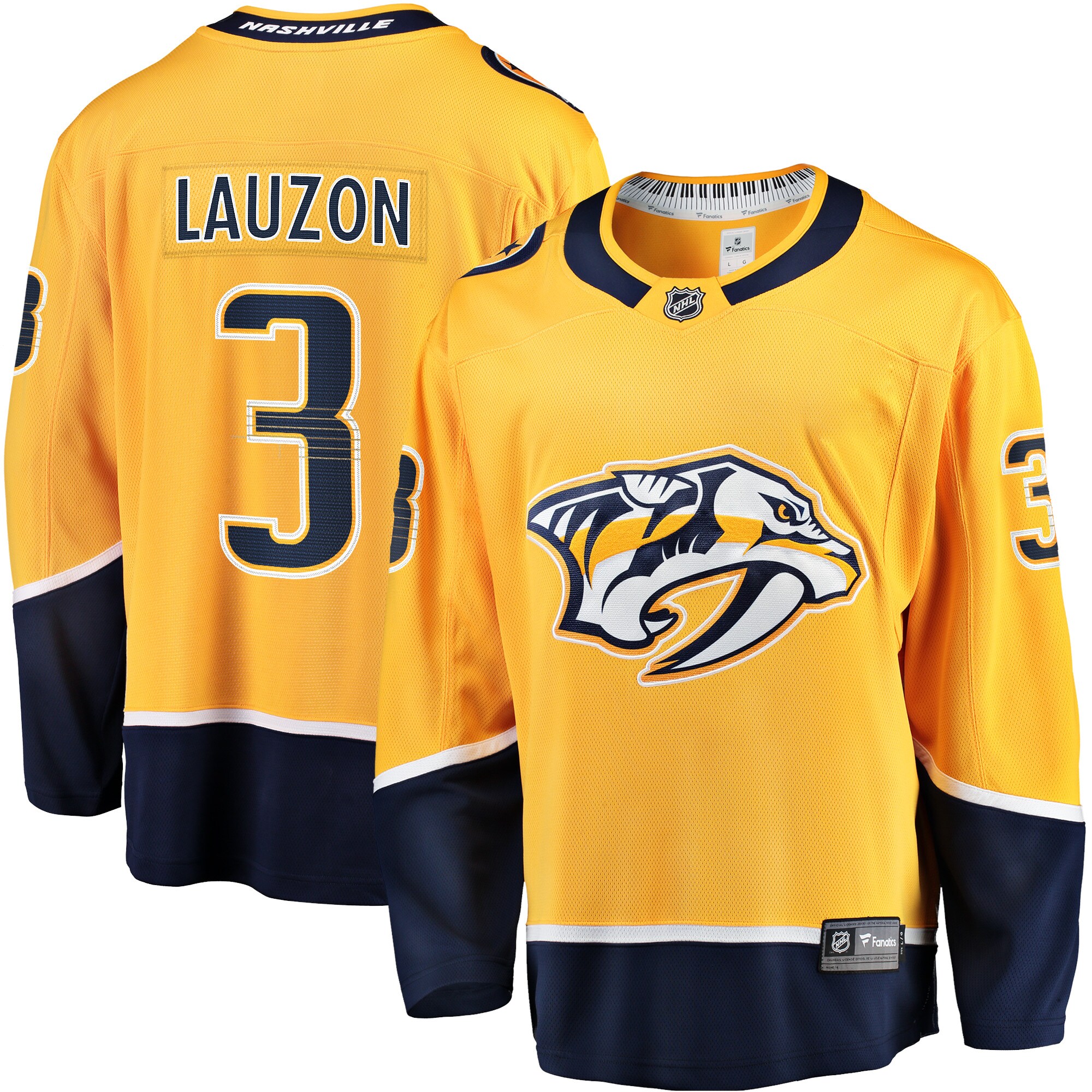 Nashville Predators Jeremy Lauzon Gold Home Breakaway Player NHL Jersey Men's