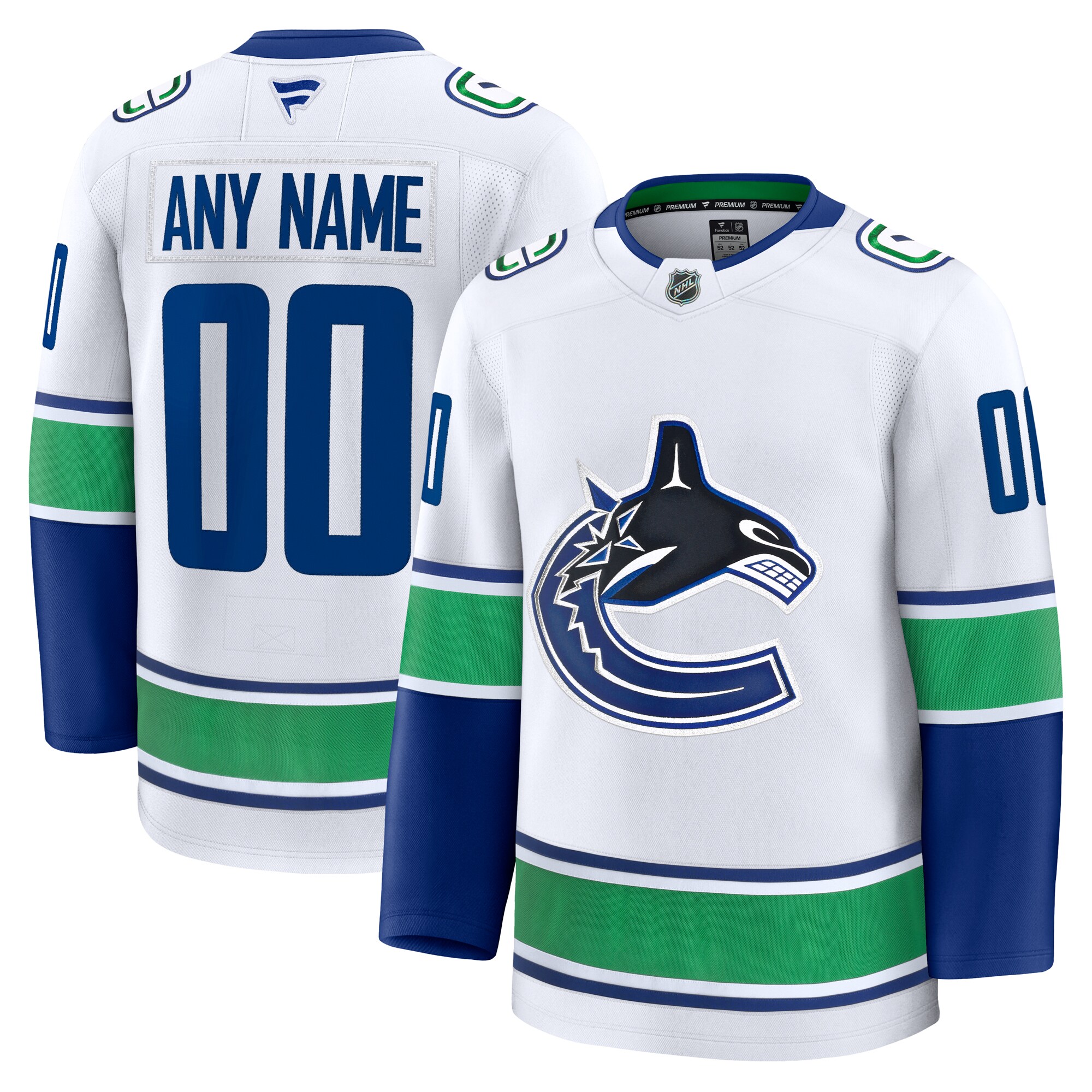 Vancouver Canucks White Away Premium Custom NHL Jersey Men's